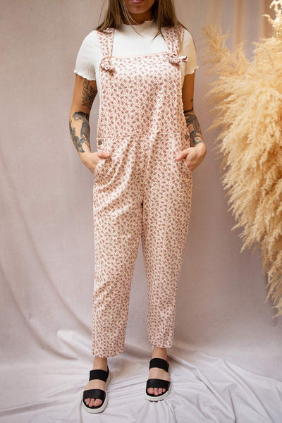 Lagoena Pink Patterned Straight Leg Overalls | Boutique 1861 on model