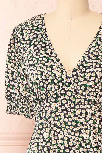 Laime Short Black Floral Dress | Boutique 1861 front close-up