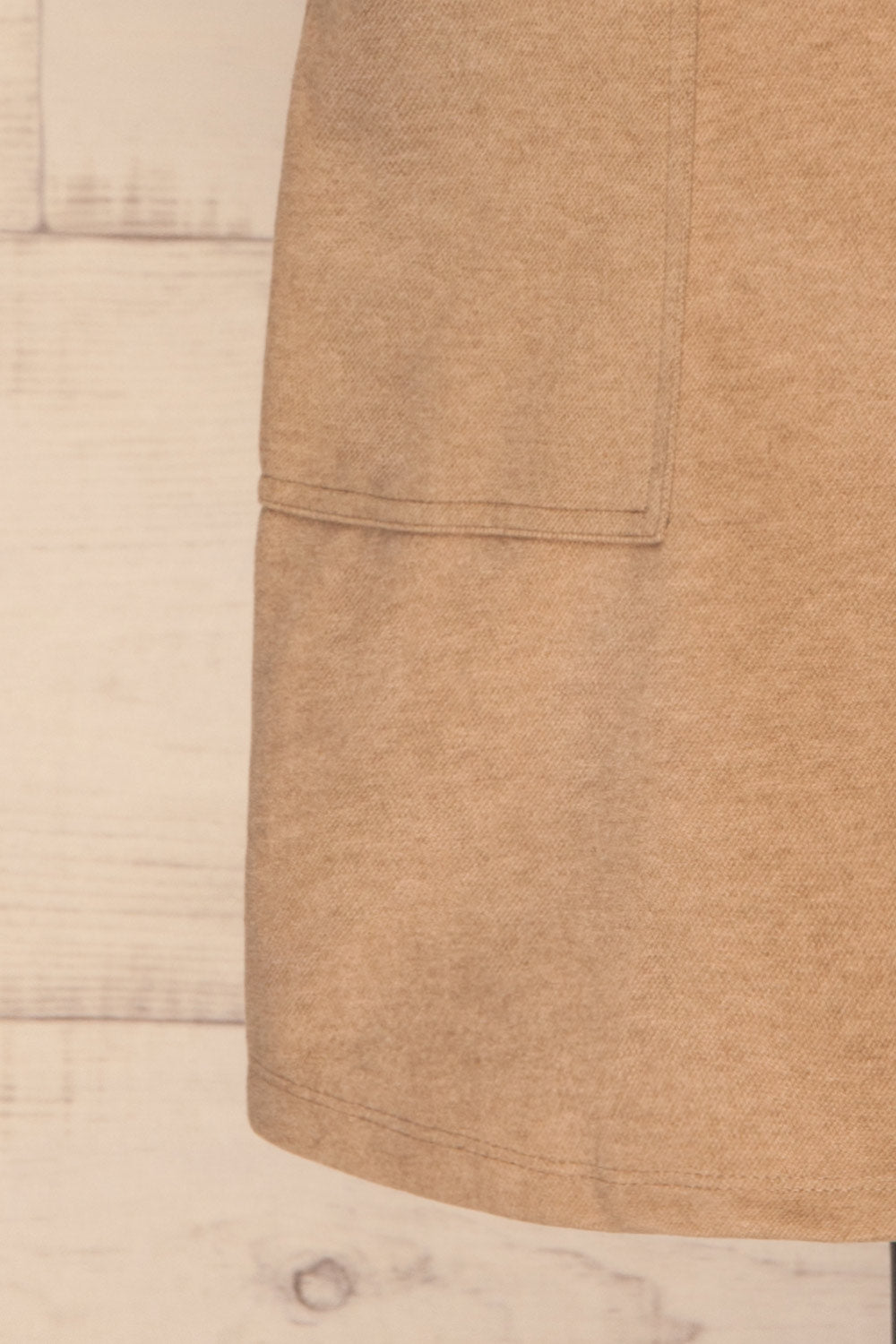 Lakshmi Beige Felt Skirt | Jupe Courte | La Petite Garçonne bottom close-up