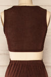 Lalali Brown Shimmery Jumpsuit w/ Deep V-Neckline| La Petite Garçonne back close-up