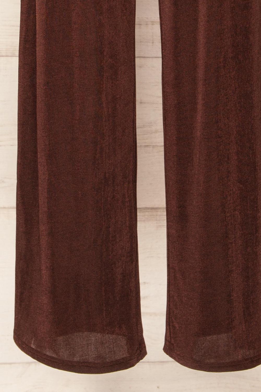 Lalali Brown Shimmery Jumpsuit w/ Deep V-Neckline| La Petite Garçonne bottom 