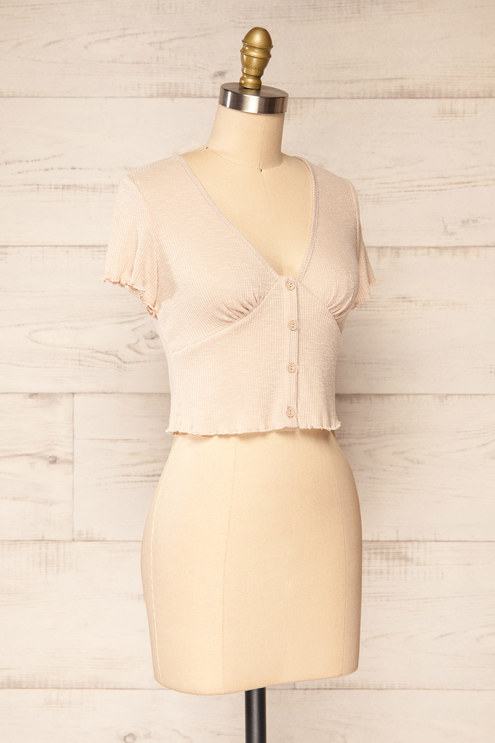 Lamegos Ribbed Cropped Top w/ Frills | La petite garçonne side view