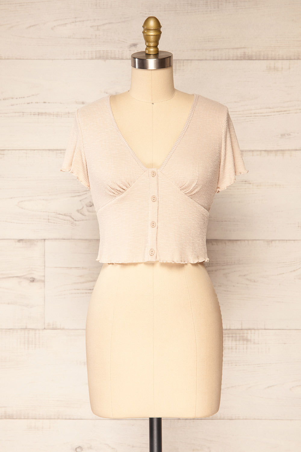 Lamegos Ribbed Cropped Top w/ Frills | La petite garçonne front view