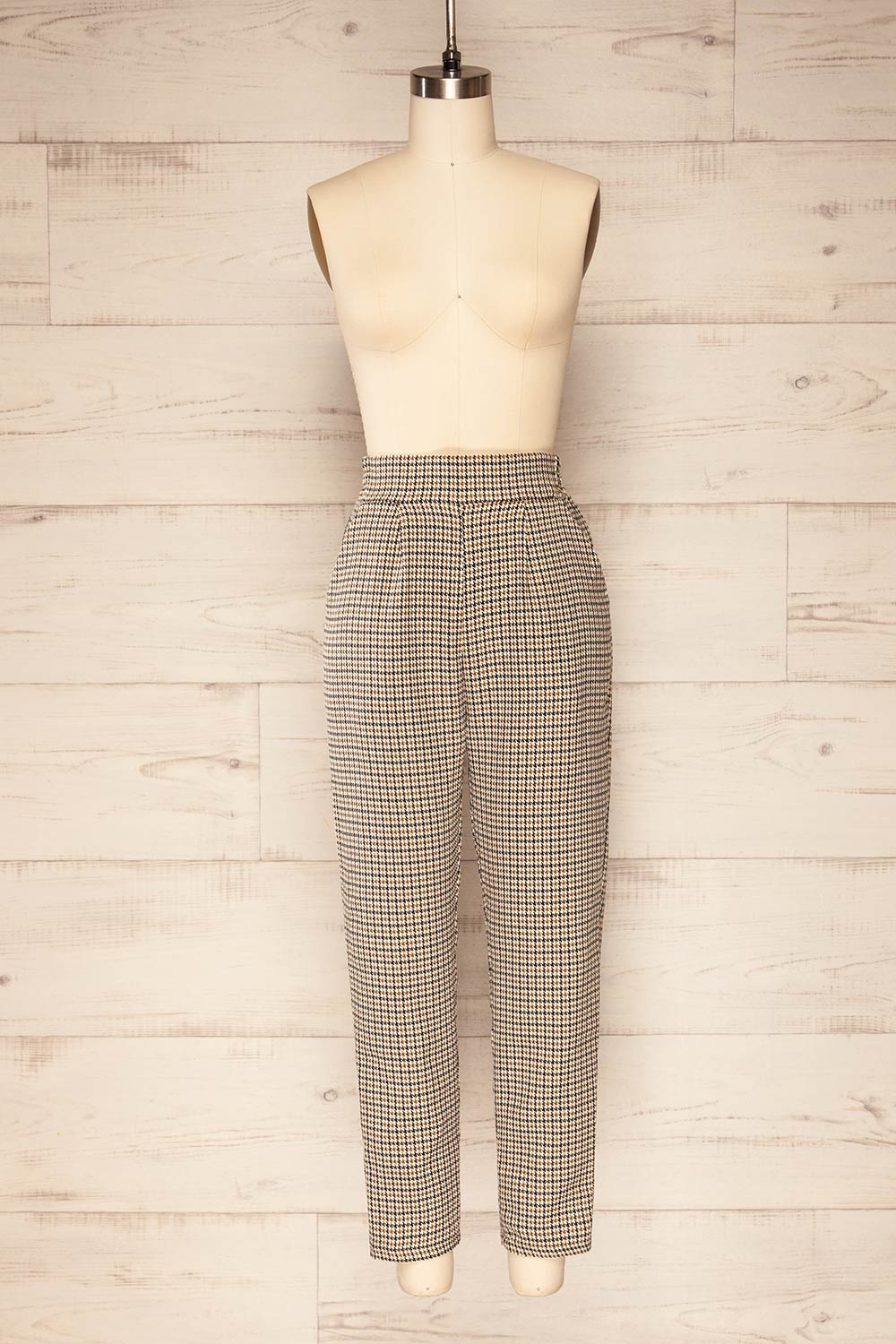 Lara Houndstooth Straight Leg Pants | La petite garçonne  front view