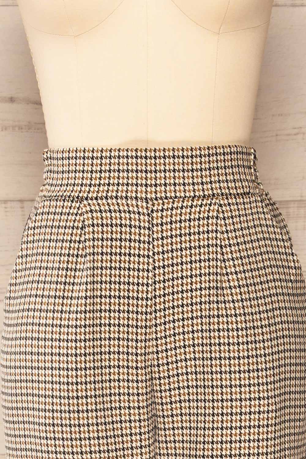 Lara Houndstooth Straight Leg Pants | La petite garçonne  front close-up