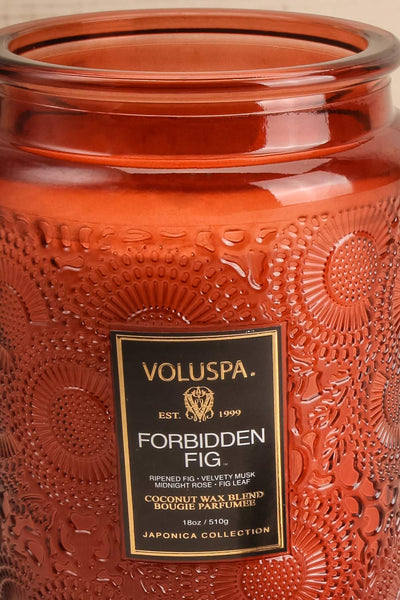 Large Jar Candle Forbidden Fig by Voluspa | La petite garçonne open close-up