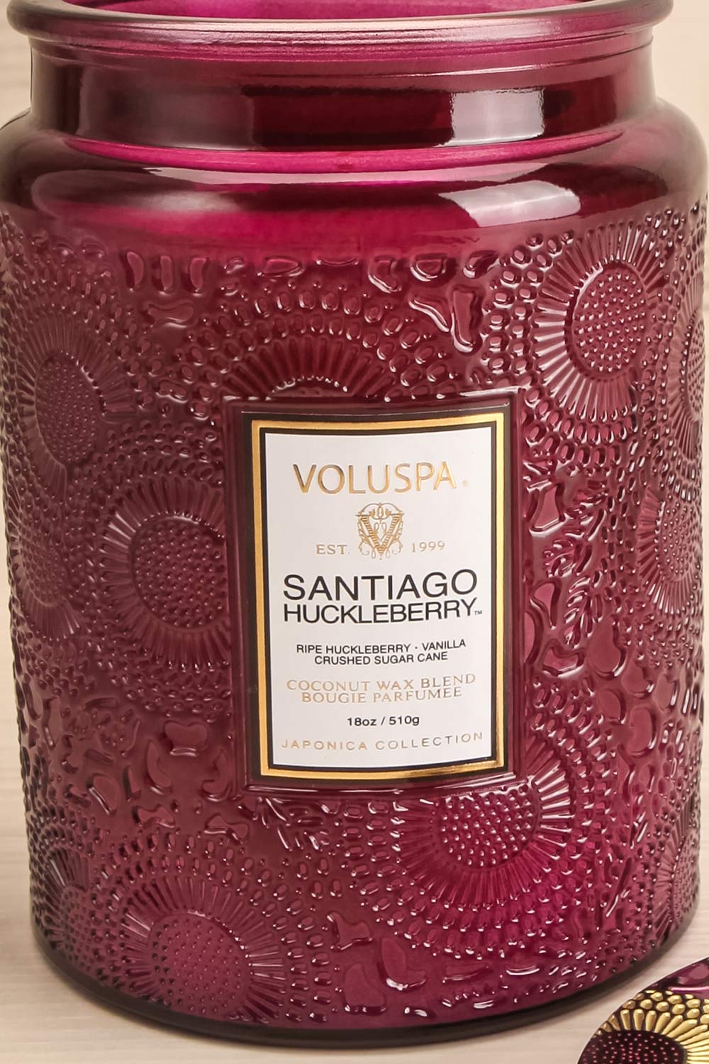 Large Jar Candle Santiago Huckleberry | Voluspa | La petite garçonne close-up