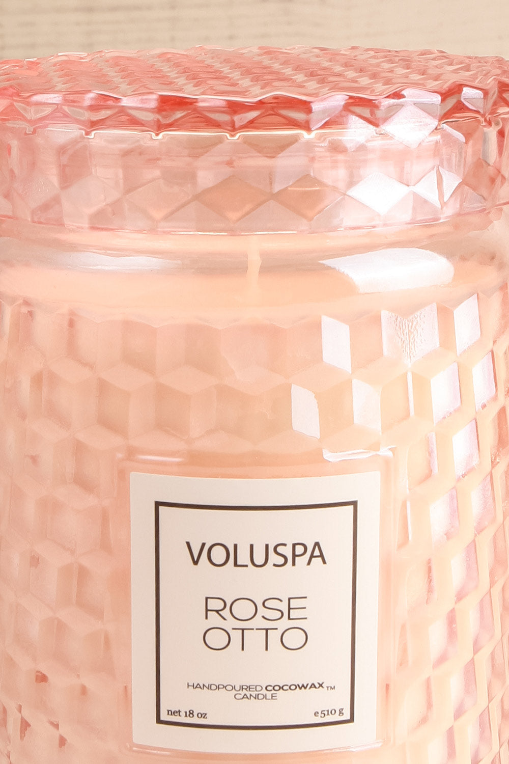 Large Textured Candle Rose Otto by Voluspa | La petite garçonne close-up