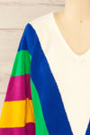 Larot Colourful Knit Sweater w/ V-Neck | La petite garçonne front close-up