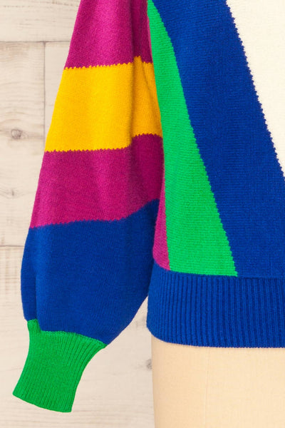 Larot Colourful Knit Sweater w/ V-Neck | La petite garçonne sleeve