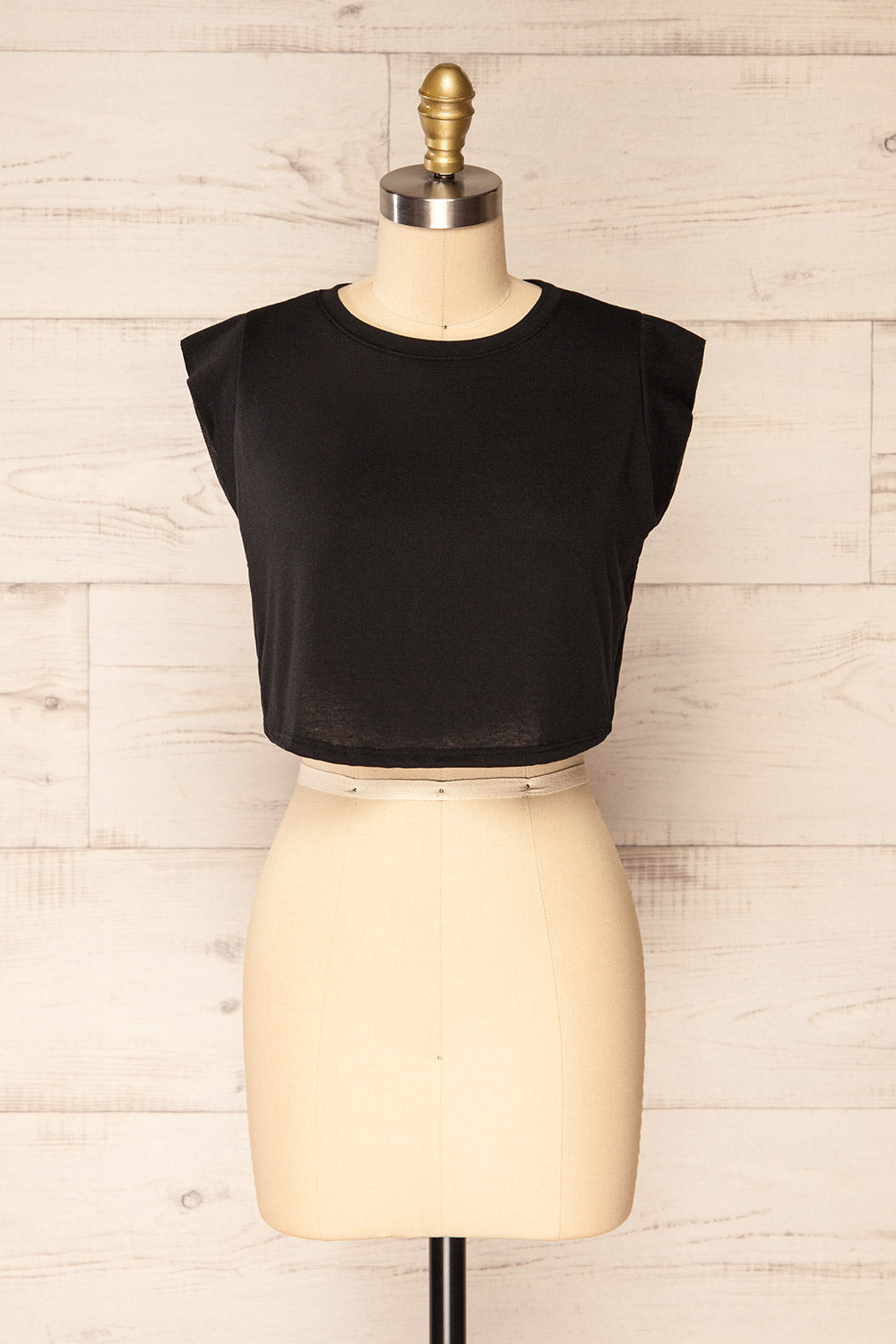 Larryk Black Sleeveless Cropped Top | La Petite Garçonne front view