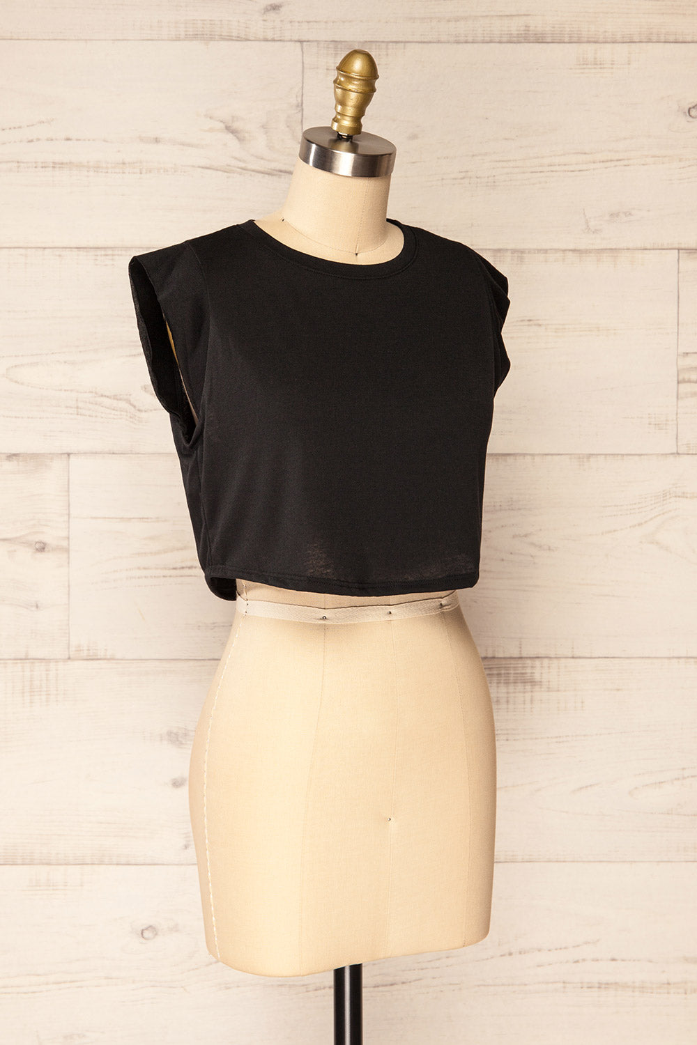 Larryk Black Sleeveless Cropped Top | La Petite Garçonne side view