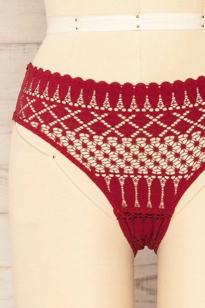 Larvik Burgundy Lace Underwear | La petite garçonne front close-up