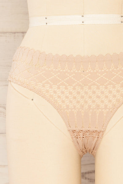 Larvik Taupe Lace Underwear | La petite garçonne front close-up