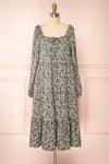 Lasair Green Floral Layered Midi Dress | La petite garçonne front view