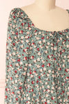Lasair Green Floral Layered Midi Dress | La petite garçonne side close-up