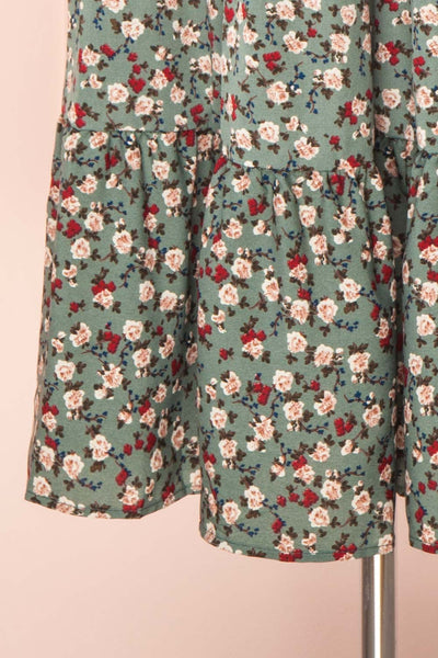 Lasair Green Floral Layered Midi Dress | La petite garçonne bottom