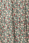 Lasair Green Floral Layered Midi Dress | La petite garçonne fabric