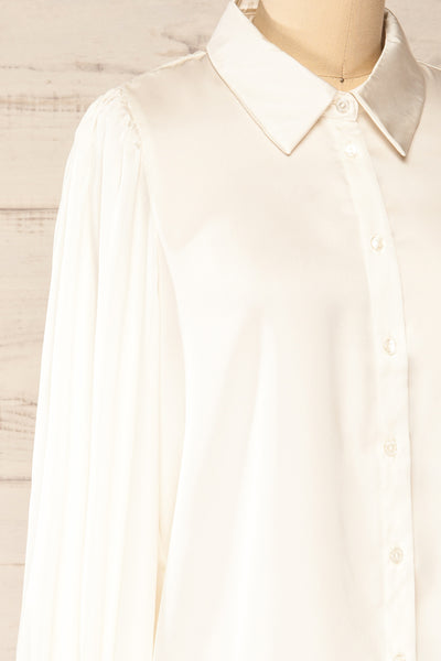 Lasatine Ivory Puffy Sleeve Shirt | La petite garçonne side close-up
