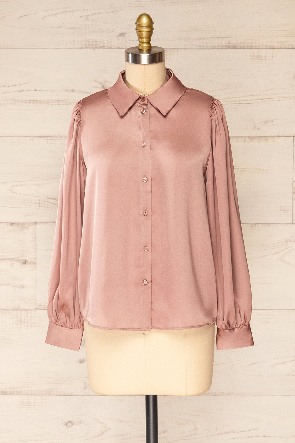 Lasatine Mauve Puffy Sleeve Shirt | La petite garçonne front view