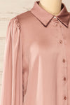 Lasatine Mauve Puffy Sleeve Shirt | La petite garçonne side close-up