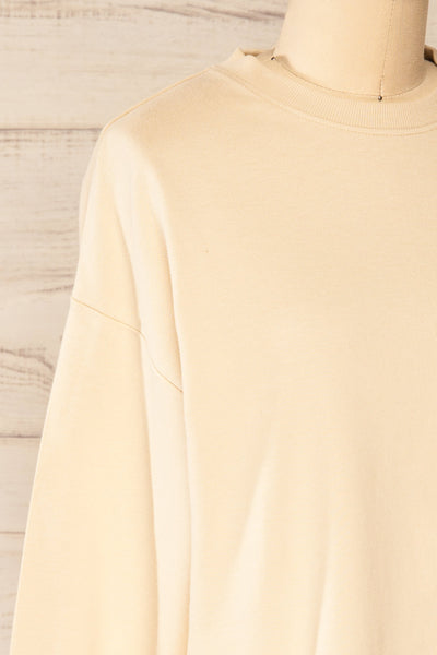 Lask Beige Long Sleeves Printed Sweatshirt | La petite garçonne side close-up