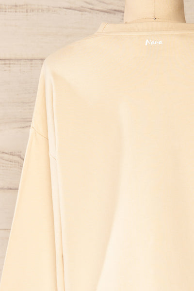 Lask Beige Long Sleeves Printed Sweatshirt | La petite garçonne back close-up