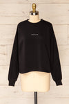 Lask Black Long Sleeves Printed Sweatshirt | La petite garçonne front view
