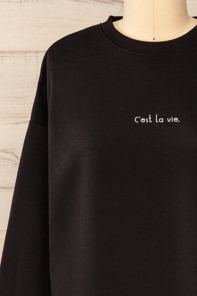 Lask Black Long Sleeves Printed Sweatshirt | La petite garçonne front close-up