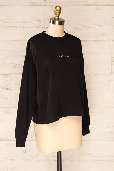 Lask Black Long Sleeves Printed Sweatshirt | La petite garçonne side view