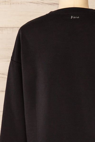 Lask Black Long Sleeves Printed Sweatshirt | La petite garçonne back close-up