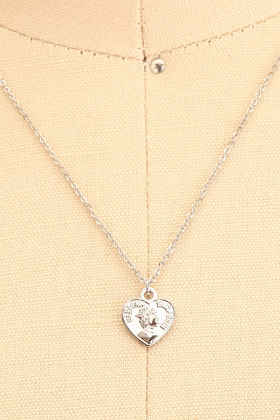 Latty Silver Heart Pendant Necklace | La petite garçonne close-up