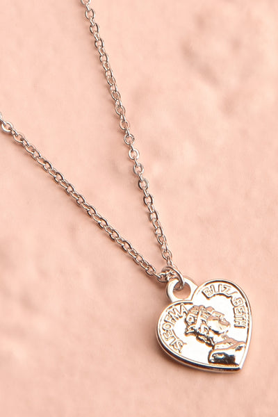 Latty Silver Heart Pendant Necklace | La petite garçonne flat close-up