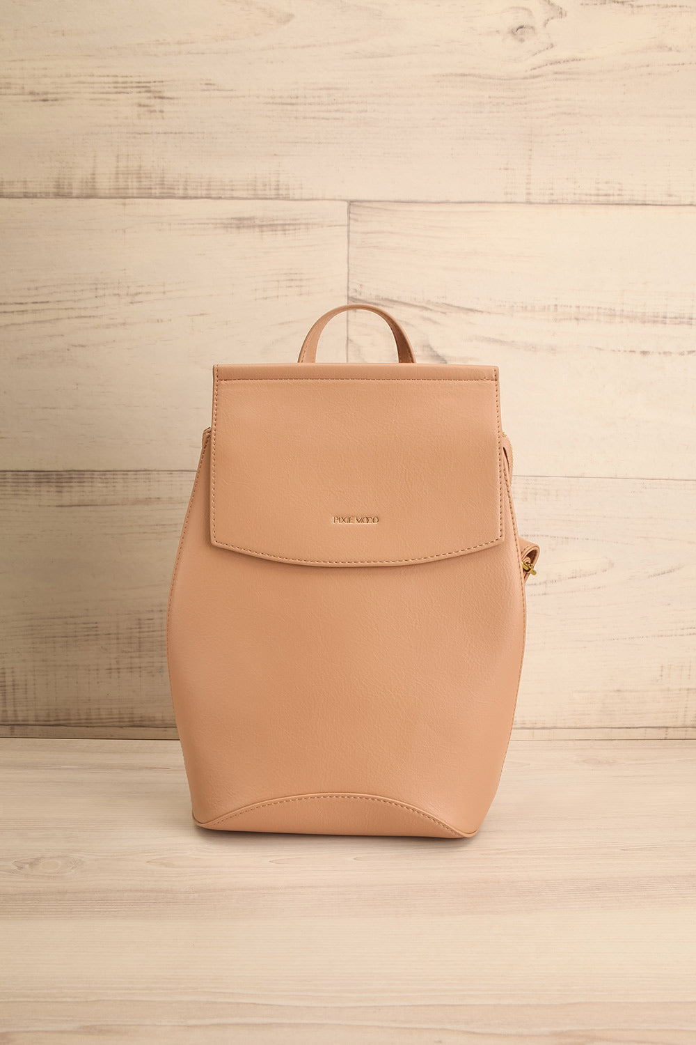 Laucala Beige Faux-Leather Backpack | La petite garçonne front view