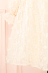 Laudat Short Beige Plumetis Dress w/ Puffy Sleeves | Boutique 1861 bottom