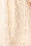 Laudat Short Beige Plumetis Dress w/ Puffy Sleeves | Boutique 1861 fabric