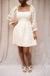 Laudat Short Beige Plumetis Dress w/ Puffy Sleeves | Boutique 1861 model