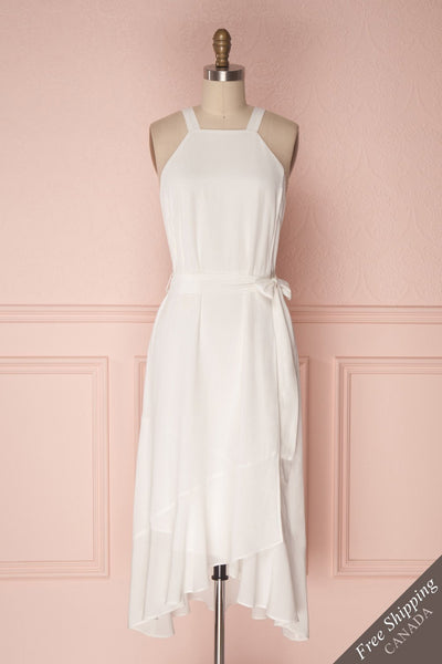 Laurena Vanilla White Ruffled Hem Flared Dress | Boudoir 1861