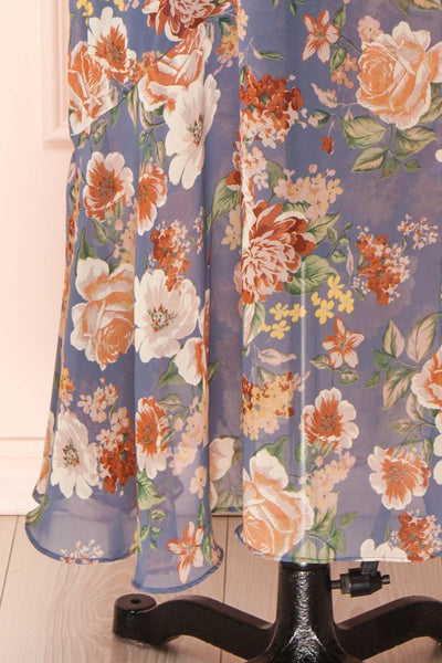Laurence Blue Floral Midi Dress w/ Slit | Boutique 1861 bottom
