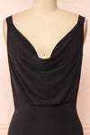 Laurie Black Cowl Neck Maxi Dress w/ Open Back | Boutique 1861 front close-up