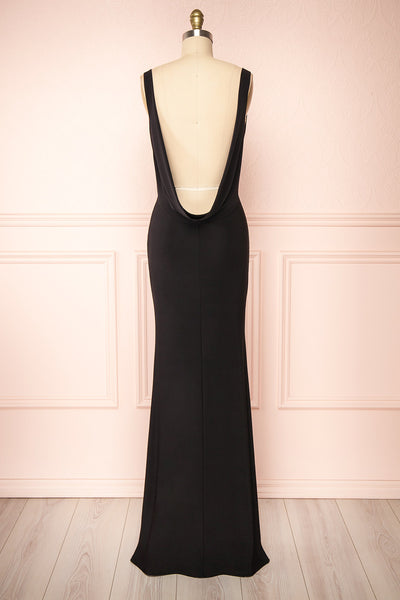 Laurie Black Cowl Neck Maxi Dress w/ Open Back | Boutique 1861 back view