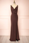 Laurie Brown Cowl Neck Maxi Dress w/ Open Back | Boutique 1861 front view