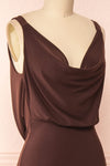 Laurie Brown Cowl Neck Maxi Dress w/ Open Back | Boutique 1861 side close-up