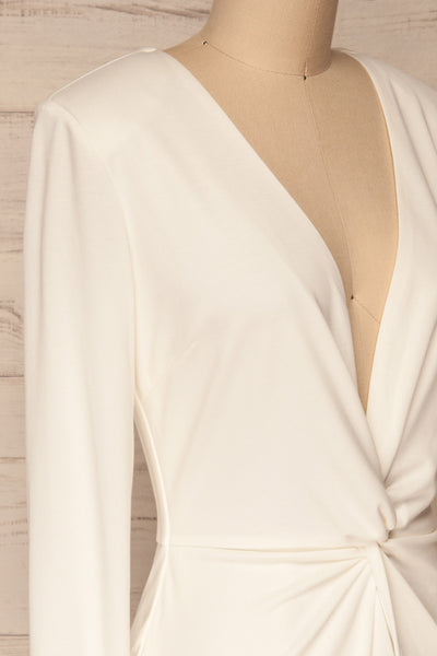 Laurine White Party Dress | Robe Blanche | La Petite Garçonne side close-up