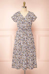 Laurye Blue Midi Floral Dress w/ Elastic Waist | Boutique 1861 front view