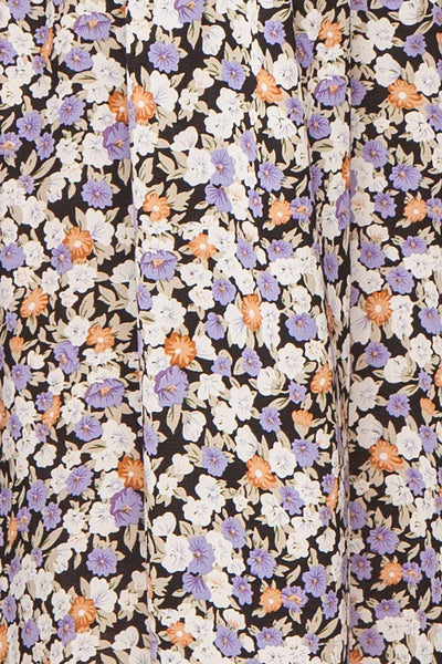 Laurye Blue Midi Floral Dress w/ Elastic Waist | Boutique 1861 fabric