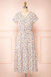 Laurye Yellow Midi Floral Dress w/ Elastic Waist | Boutique 1861 front view
