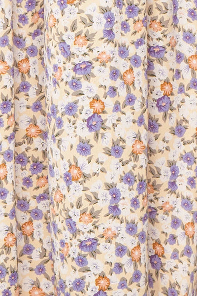 Laurye Yellow Midi Floral Dress w/ Elastic Waist | Boutique 1861  fabric