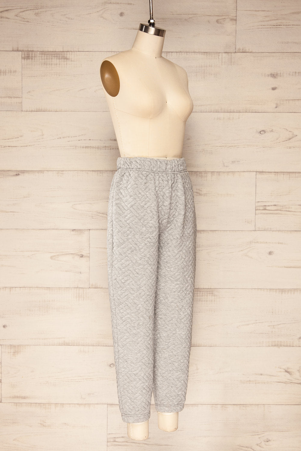 Lazy Grey Textured Joggers w/ Elastic Waist | La petite garçonne  side view