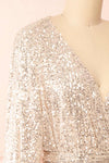 Leanie Short Sequin Wrap Dress w/ Belt | Boutique 1861 side close-up